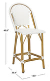 Safavieh Gresley Indoor Outdoor  French Bistro Counter Stool White Rattan PAT4019C