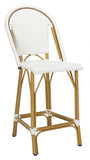 Safavieh Gresley Indoor Outdoor  French Bistro Counter Stool White Rattan PAT4019C