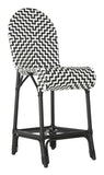 Safavieh Shea Counter Stool Indoor Outdoor Black White Rattan PE Wicker Aluminum PAT4020A 889048366763