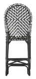 Safavieh Shea Counter Stool Indoor Outdoor Black White Rattan PE Wicker Aluminum PAT4020A 889048366763