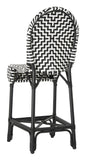 Safavieh Shea Counter Stool Indoor Outdoor Black White Rattan PE Wicker Aluminum PAT4020A 889048366763