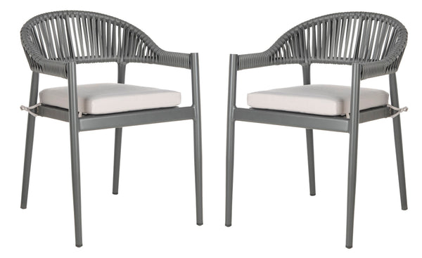 Safavieh - Set of 2 - Greer Rope Chair Grey PAT4023A-SET2 889048567832