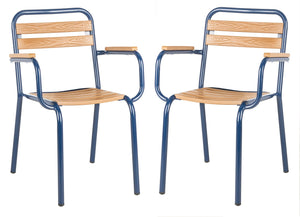 Safavieh - Set of 2 - Rayton Chair Brown Navy PAT4039A-SET2 889048568389