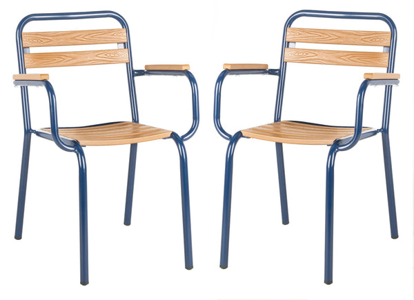 Safavieh - Set of 2 - Rayton Chair Brown Navy PAT4039A-SET2 889048568389