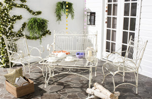 Safavieh Leah Patio Set 4 Piece Antique White Metal Iron PAT5000A 889048011489