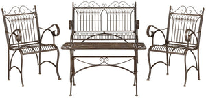 Safavieh Leah Patio Set 4 Piece Rustic Brown Metal Iron PAT5000B 889048011496