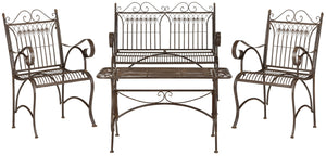 Safavieh Leah Patio Set 4 Piece Rustic Brown Metal Iron PAT5000B 889048011496