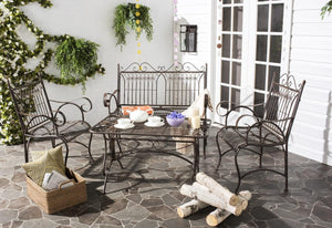 Safavieh Leah Patio Set 4 Piece Rustic Brown Metal Iron PAT5000B 889048011496