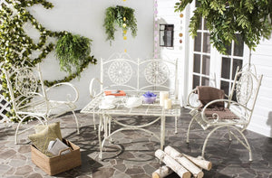 Safavieh Sophie Patio Set 4 Piece Antique White Metal Iron PAT5001A 889048011502