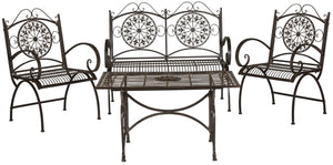 Safavieh Sophie Patio Set 4 Piece Rustic Brown Metal Iron PAT5001B 889048011519