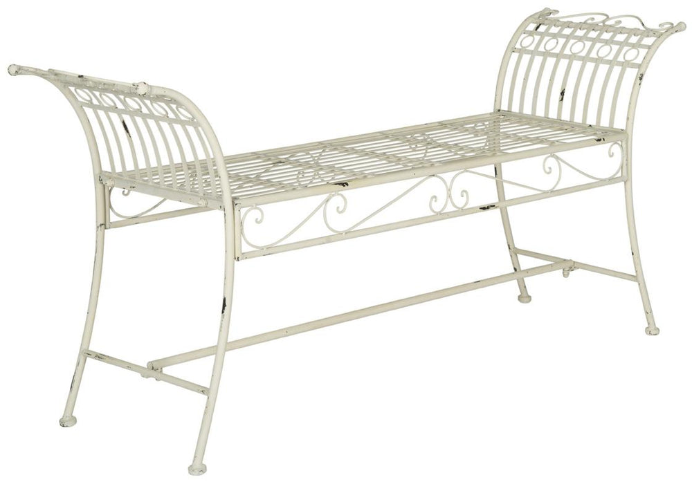Safavieh Hadley Bench Antique White Metal Iron PAT5002A 889048011526