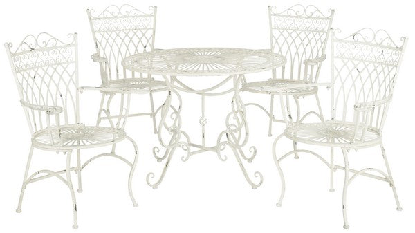 Safavieh Thessaly Outdoor Set 5 Piece Antique White Metal Iron PAT5003A 889048011540