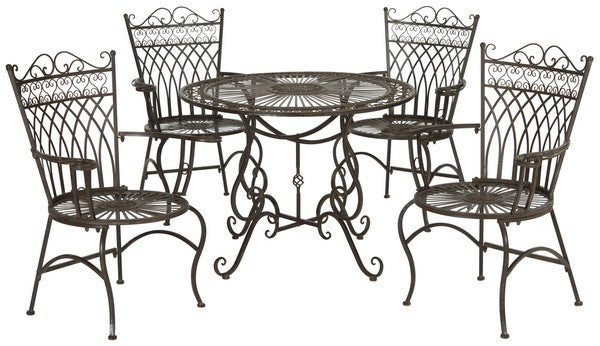 Safavieh Thessaly Outdoor Set 5 Piece Rustic Brown Metal Iron PAT5003B 889048011557