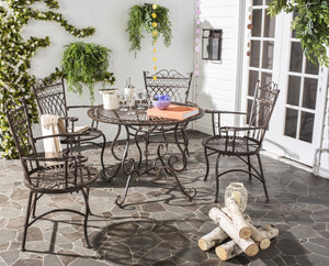 Safavieh Thessaly Outdoor Set 5 Piece Rustic Brown Metal Iron PAT5003B 889048011557