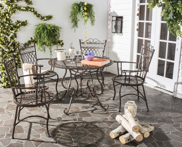 Safavieh Thessaly Outdoor Set 5 Piece Rustic Brown Metal Iron PAT5003B 889048011557