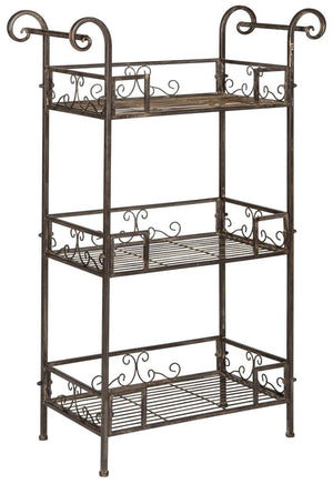 Safavieh Noreen Shelf 3 Tier Rustic Brown Metal Iron PAT5006B 889048011670