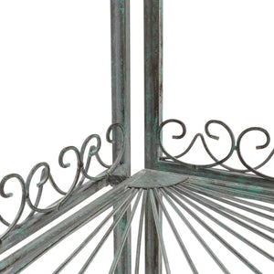 Safavieh Abarrane Wrought Iron 4 Tier Outdoor Corner Shelf Antique Green Metal PAT5013D