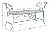 Safavieh Adina Wrought Iron 51.25 Inch W Outdoor Garden Bench Antique Green Metal PAT5016D