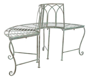 Safavieh Abia Wrought Iron 50 Inch W Outdoor Tree Bench Antique Green Metal PAT5018D