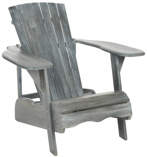 Safavieh Mopani Chair Ash Grey Silver Acacia Wood Galvanized Steel PAT6700A 683726999867