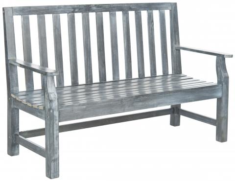 Safavieh Indaka Bench Ash Grey Silver Acacia Wood Galvanized Steel PAT6703A 683726999942