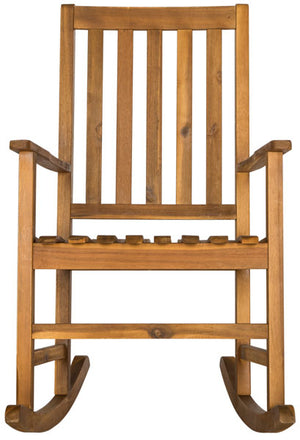 Safavieh Barstow Rocking Chair Teak Brass Acacia Wood Galvanized Steel PAT6707A 683726407454