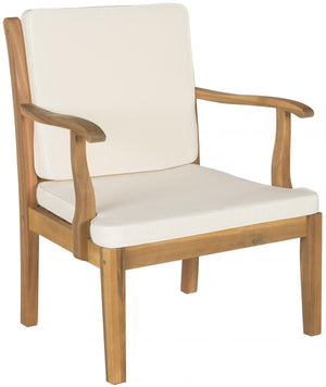 Safavieh Bradbury Outdoor Living Set 4 Piece Teak Brown Beige Brass Acacia Wood Polyester CA Foam Galvanized Steel PAT6710A 683726407942