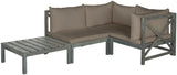 Safavieh Lynwood Sectional Modular Outdoor Ash Grey Taupe Silver Acacia Wood Polyester CA Foam Galvanized Steel PAT6713D 683726553151