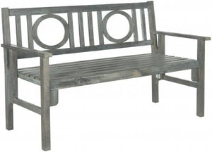 Safavieh Piedmont Bench Folding Ash Grey Silver Acacia Wood Galvanized Steel PAT6714A 683726409625