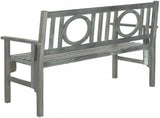 Safavieh Piedmont Bench Folding Ash Grey Silver Acacia Wood Galvanized Steel PAT6714A 683726409625