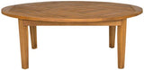 Danville Table Round Teak Brown Brass Acacia Wood Galvanized Steel