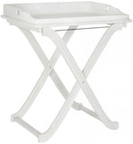Safavieh Covina Tray Table Antique White Silver Acacia Wood Galvanized Steel PAT6716C 683726553304