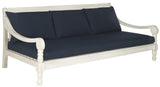 Safavieh Pasadena Day Bed Antique White Navy Silver Acacia Wood Polyester CA Foam Galvanized Steel PAT6724D 683726577737