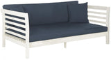 Safavieh Malibu Day Bed Antique White Navy Silver Acacia Wood Polyester CA Foam Galvanized Steel PAT6725D 683726577836