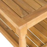 Safavieh Oakley Coffee Table Teak Brown Brass Acacia Wood Galvanized Steel PAT6726A 683726577850