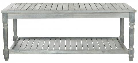 Safavieh Oakley Coffee Table Ash Grey Silver Acacia Wood Galvanized Steel PAT6726B 683726577867