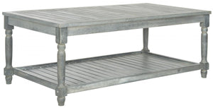 Safavieh Oakley Coffee Table Ash Grey Silver Acacia Wood Galvanized Steel PAT6726B 683726577867