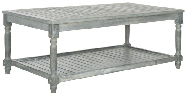 Safavieh Oakley Coffee Table Ash Grey Silver Acacia Wood Galvanized Steel PAT6726B 683726577867