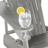 Safavieh Vista Wine Glass Holder Adirondack Chair Ash Grey Silver Acacia Wood Galvanized Steel PAT6727B 683726578116