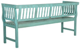 Safavieh Brentwood Bench Oriental Blue Beige Silver Acacia Wood Galvanized Steel PAT6732D 889048062818