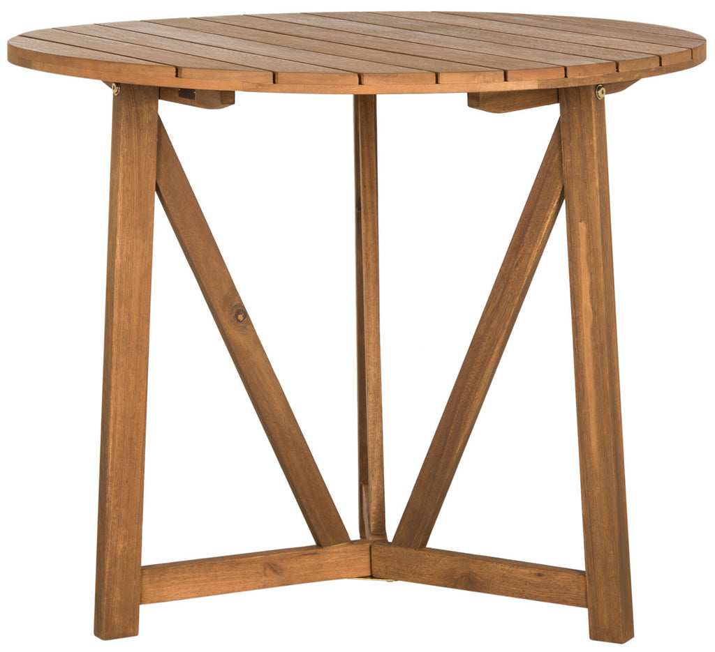 Safavieh Cloverdale Table Round Teak Brass Acacia Wood Galvanized Steel PAT6733A 889048062474
