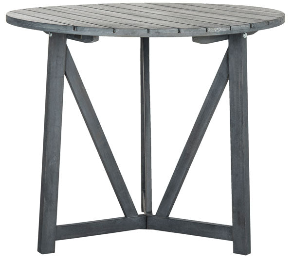 Safavieh Cloverdale Table Round Ash Grey Silver Acacia Wood Galvanized Steel PAT6733B 889048062481