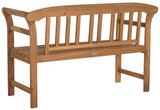 Safavieh Porterville Bench 2 Seat Teak Brass Acacia Wood Galvanized Steel PAT6742A 889048062702