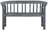 Safavieh Porterville Bench 2 Seat Ash Grey Silver Acacia Wood Galvanized Steel PAT6742B 889048093447