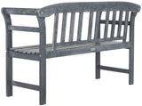 Safavieh Porterville Bench 2 Seat Ash Grey Silver Acacia Wood Galvanized Steel PAT6742B 889048093447