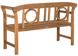Safavieh Moorpark Bench 2 Seat Teak Brass Acacia Wood Galvanized Steel PAT6743A 889048062719
