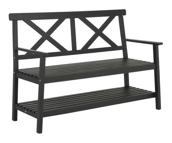 Safavieh Mayer Bench 49.21" Outdoor Black Acacia Wood PAT6744A 889048328877