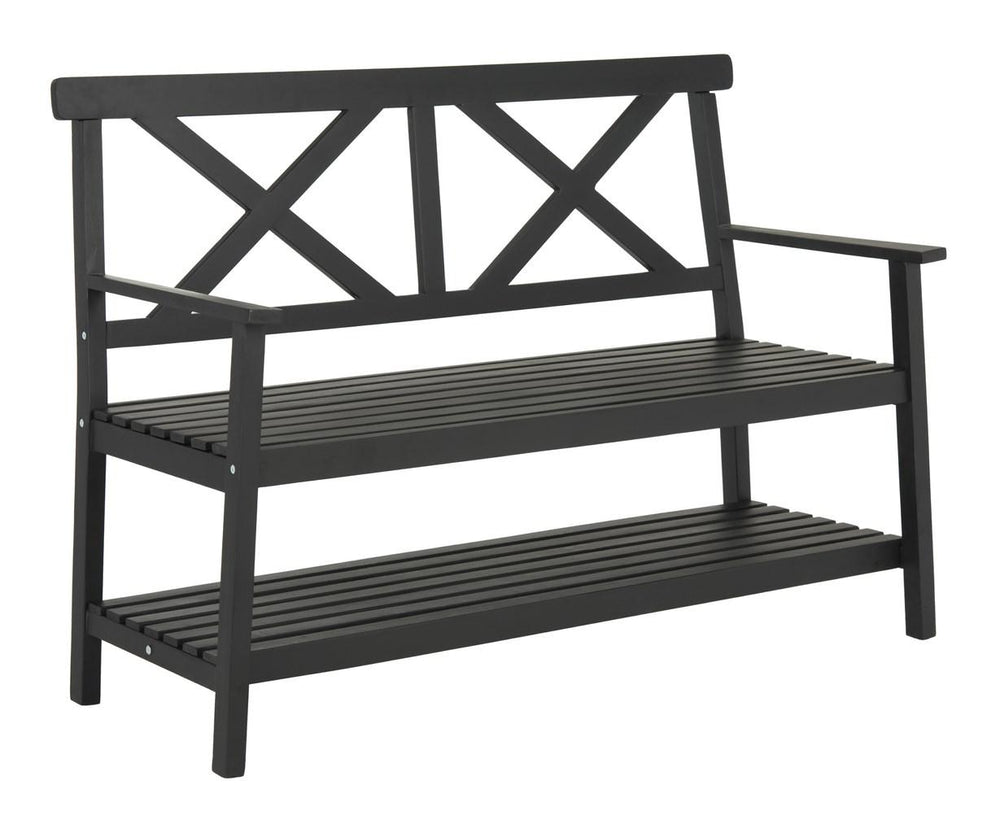 Safavieh Mayer Bench 49.21" Outdoor Black Acacia Wood PAT6744A 889048328877