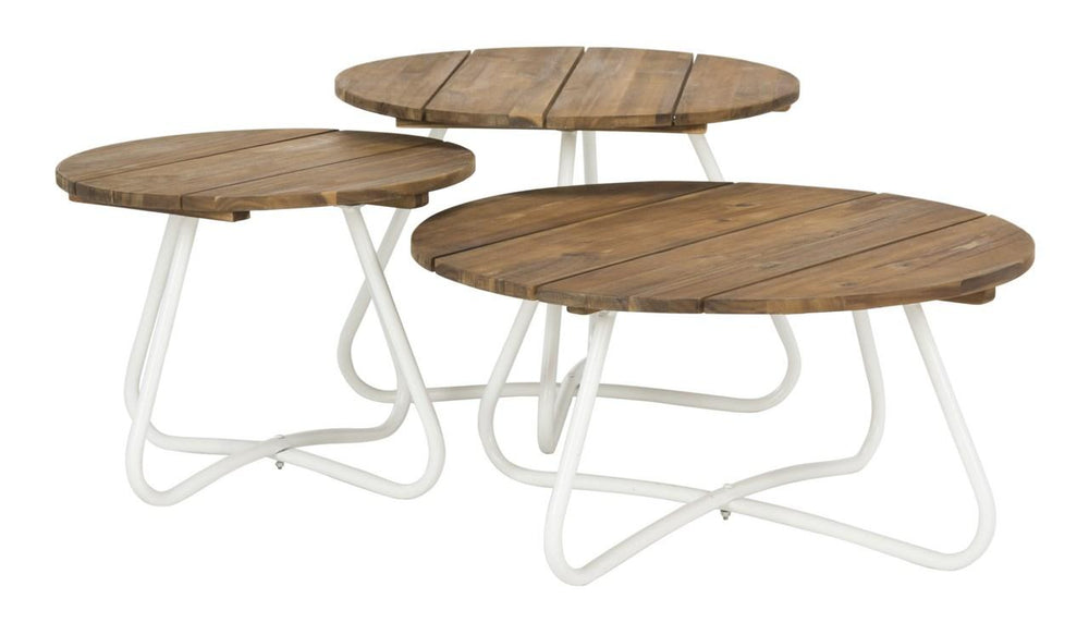 Safavieh Henderson Coffee Table 3 Piece Teak White Acacia Wood PAT6747A 889048328952