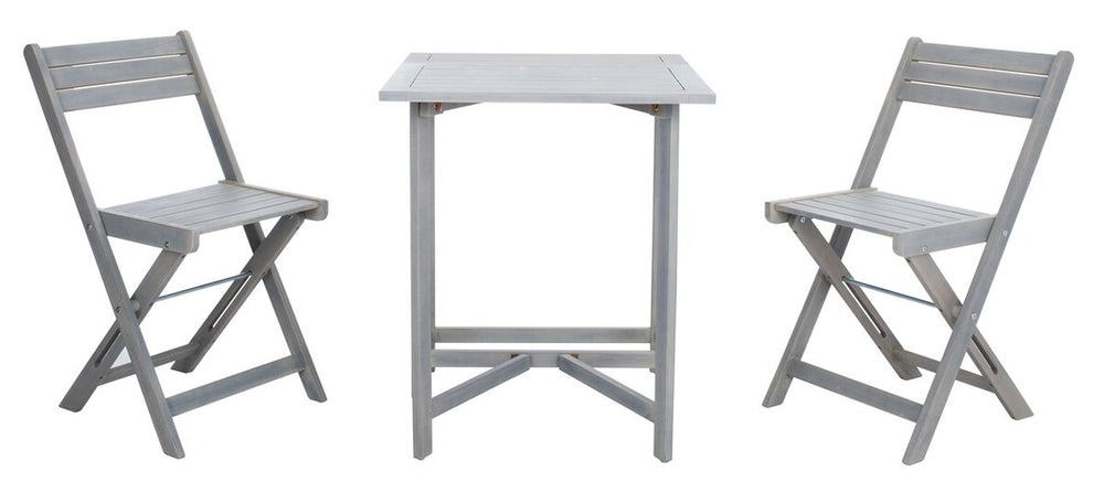 Gallo Modern French Style Balcony Bistro Set - Chic Ash Grey 3-Piece Patio Dining Ensemble